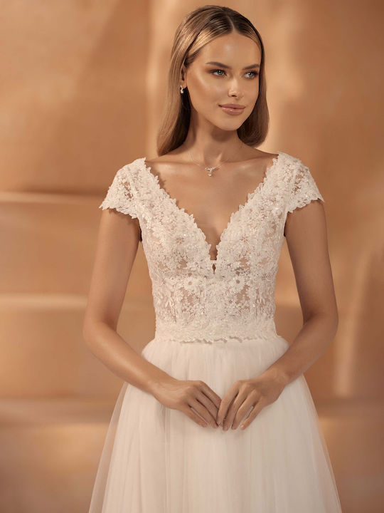 Rochie De Mireasă Midi Cu Dantelă Ivoire