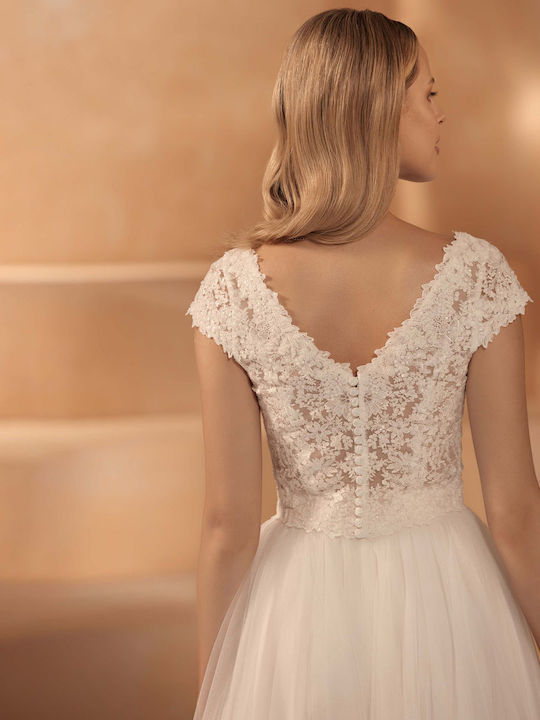 Rochie De Mireasă Midi Cu Dantelă Ivoire