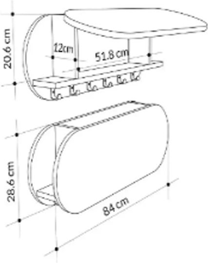 HomeMarkt Stor Ξύλινη 6 Θέσεων 84x12x28.6cm