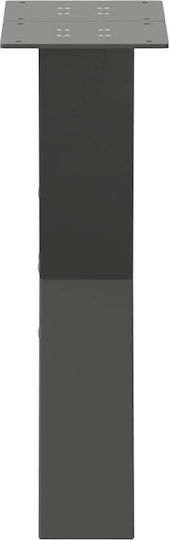 vidaXL Metallic Furniture Leg 2 Pieces Suitable for Table / Coffee Table / Office 28x43cm Charcoal