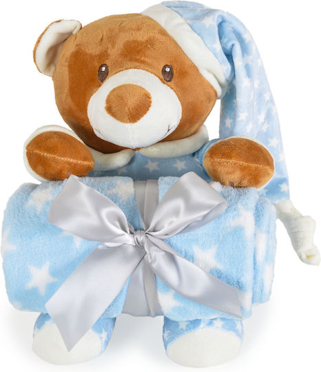 Cangaroo Decke Wickeltücher für Kinderzimmer Addie Bear Blau mit Tierchen 75x90cm