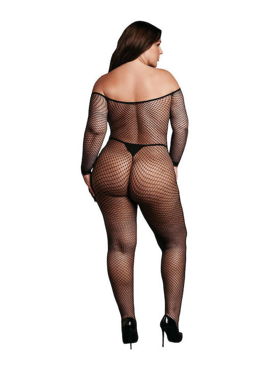 Netz-Bodystocking Langarm Schrittlos XL/4XL