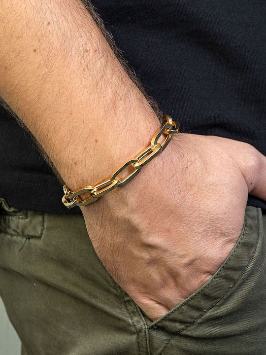 Kiriakos Gofas Ασημένια Chunky Αλυσίδα Χειρός Επιχρυσωμένη Φαρδιά Πάχους 10.5mm και Μήκους 21cm