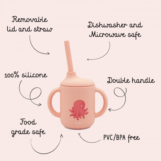 Sassi Junior Kleinkinderbecher aus Silikon Rosa 120ml