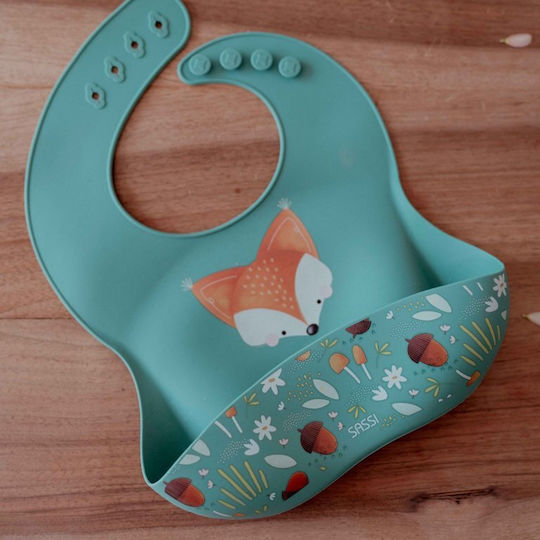 Sassi Junior Bib Silicone with Pocket Green for 6 m+
