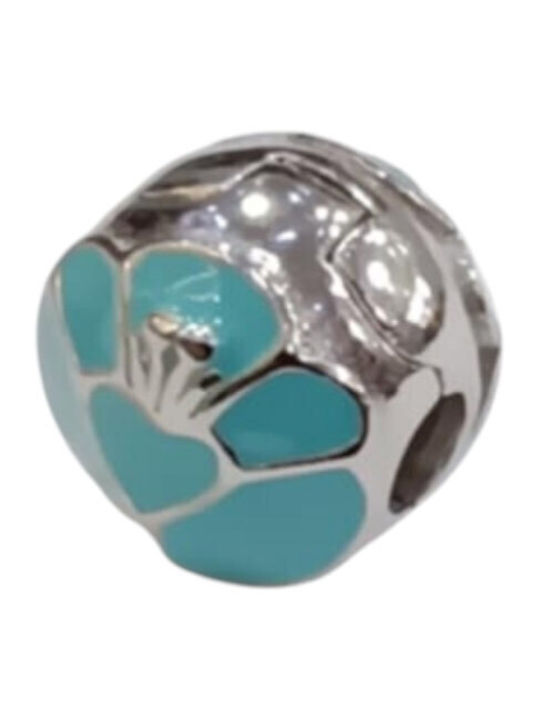 Kalliopisilver Silver 925 Symbol Charm Round Silver Light Blue Enamel D030-1-lightblue