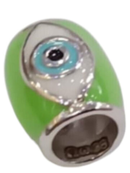 Kalliopisilver Silver 925 Symbol Charm Round Green Enamel Eye D019