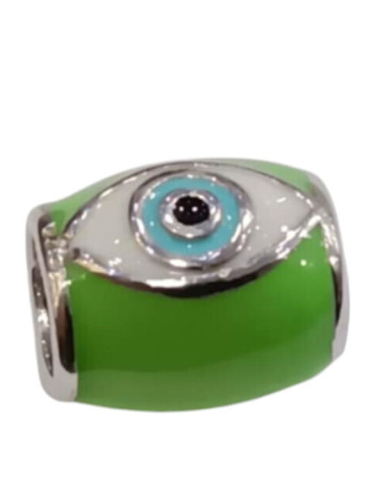 Kalliopisilver Silver 925 Symbol Charm Round Green Enamel Eye D019