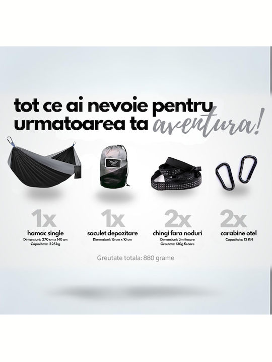 Αιώρα Αλεξίπτωτο Διπλή Υφασμάτινη Μαύρη 270x140εκ.
