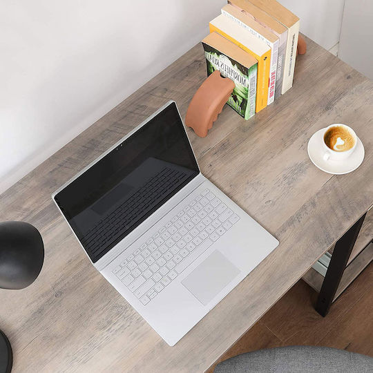 Corner Computer Office Wooden Gray with Metal Legs 138x138x75cm
