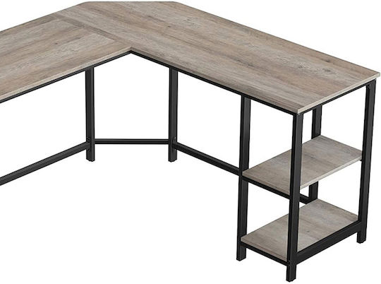 Corner Computer Office Wooden Gray with Metal Legs 138x138x75cm