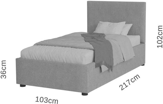 Billy Single Bed Upholstered with Fabric Terracotta with Storage Space and Slats for Mattress 90x200cm