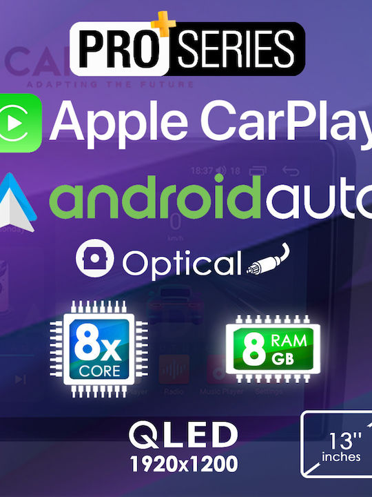 Carmedia Автомобилна Аудио Система (Блутут/USB/AUX/WiFi/GPS/Apple-Carplay/Android-Auto) с Тъчскрийн 13"
