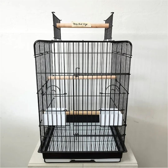Open Top Parrot Cage King Kong Black Dimensions 49x49x86