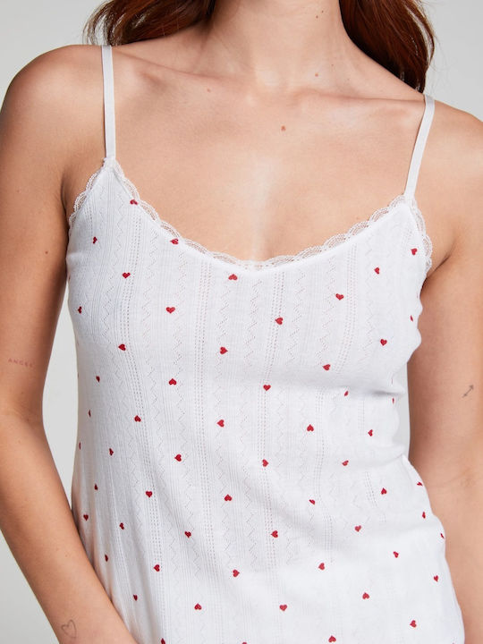 Cami Heart White Γυναικείο Φανελάκι