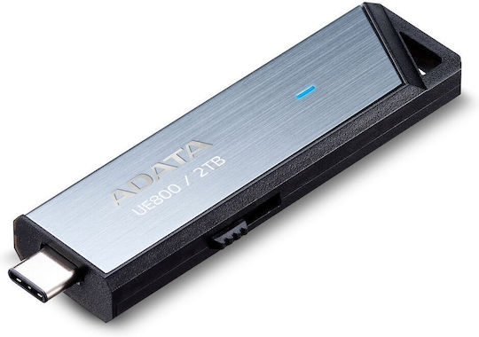 Adata Elite Ue800 2.0TB USB 3.2 Stick με σύνδεση USB-C Ασημί