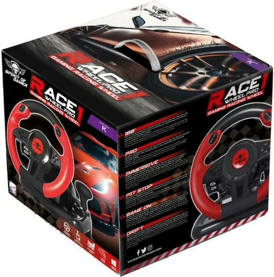 Spirit of Gamer Race Wheel Air Dark Volan cu Pedale pentru PC cu 180° Grade de Rotire