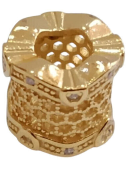 Kalliopi Silver Heart Charm Made of Gold Plated Silver with Zircon