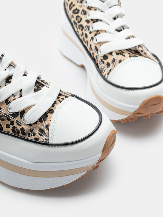 Damen Flatforms Stiefel Animal Print