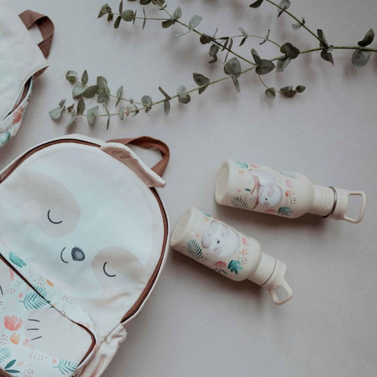 Sassi Junior Sloth Детска Бутилка За Вода Неръждаема Стомана Със Сламка Сива 350ml