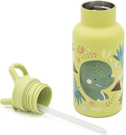 Sassi Junior Dinosaur Dinosaur Stainless Steel Kids Water Bottle Dinosaurs with Straw 350ml