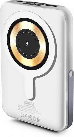 Urban Factory MagSafe Power Bank 10000mAh с USB-A порт и USB-C порт Бял