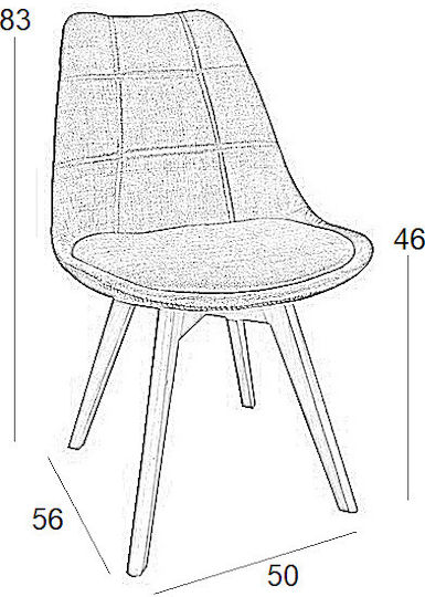 Bianca Dining Room Fabric Chair Dark Gray 49x53x82cm