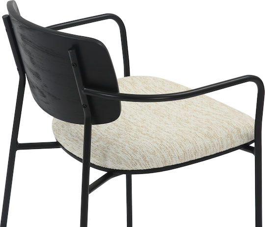 Vikki Dining Room Metallic Armchair Black-ecru 54x54x75cm 2pcs