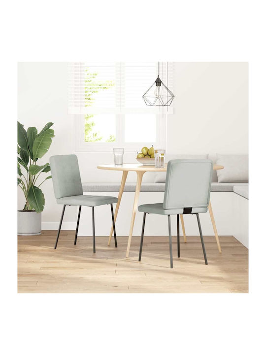 Dining Room Velvet Chair Light grey 45x54x83cm 2pcs