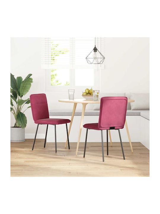 Dining Room Velvet Chair Bordeaux, Red 45x54x83cm 2pcs