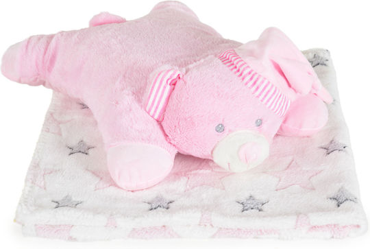 Cangaroo Decke Wickeltücher für Kinderzimmer Sleepy Bear Rosa mit Tierchen 75x90cm