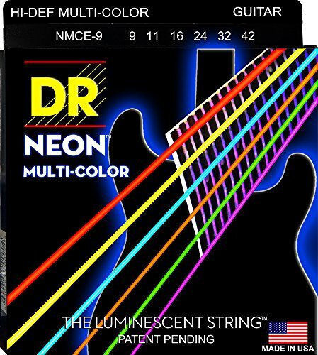 DR Set Corzi Pentru Chitară Electrică Neon Electric Multicolor Oțel Plăcat Cu Nichel 9 - 42 Light