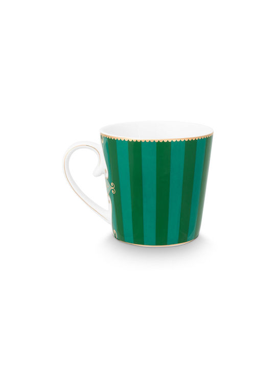 PiP Studio Love Birds Medallion Stripes Emerald-green Κούπα Κεραμική Πράσινη 250ml
