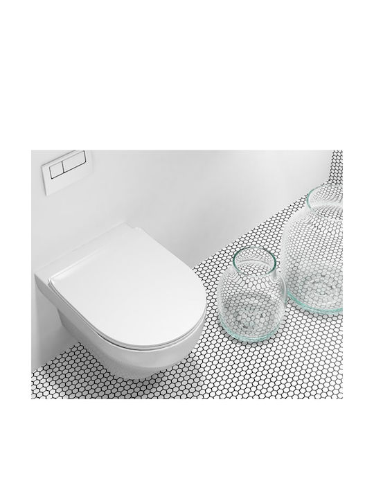 Orabella Clear Rimless Wall-Mounted Toilet Безръбрен с Стройна Капак Софт Клоуз White