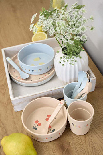 Laessig Baby Set with Spoons Happy Fruits made of Melamine for 6+ months Beige 4pcs
