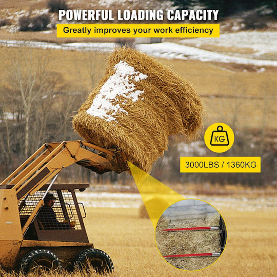 Vevor Pair Hay Spear 43 Inches Bale Spear 3000 Lbs Bale Spike Quick Attach Square Hay Bale Spears 1 3/4 Inches Red Coated Bale Forks Bale Hay Spike Hex Nut and Sleeve Buckets Tractors Loaders