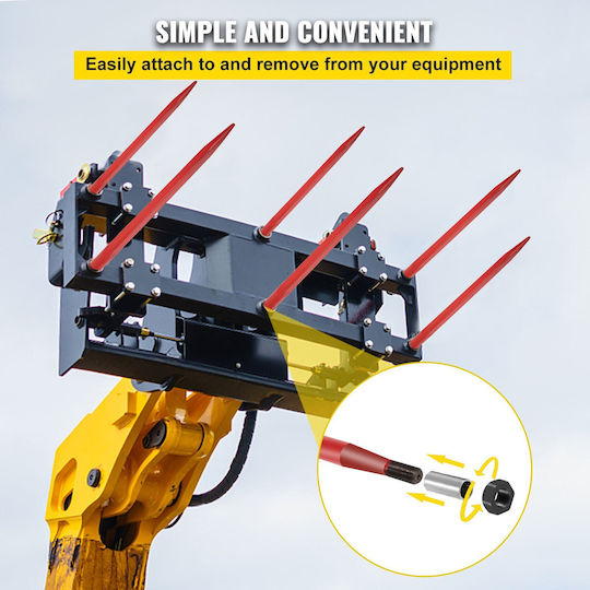 Vevor Pair Hay Spear 39 Inches Bale Spear 3000 Lbs Bale Spike Quick Attach Square Hay Bale Spears 1 3/4 Inches Red Coated Bale Forks Bale Hay Spike Hex Nut and Sleeve Buckets Tractors Loaders
