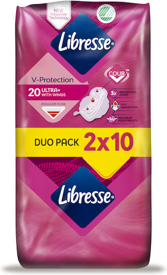 Libresse Ultra Thin Normal Σερβιετάκια με Φτερά σε Διπλή Συσκευασία 2x10τμχ
