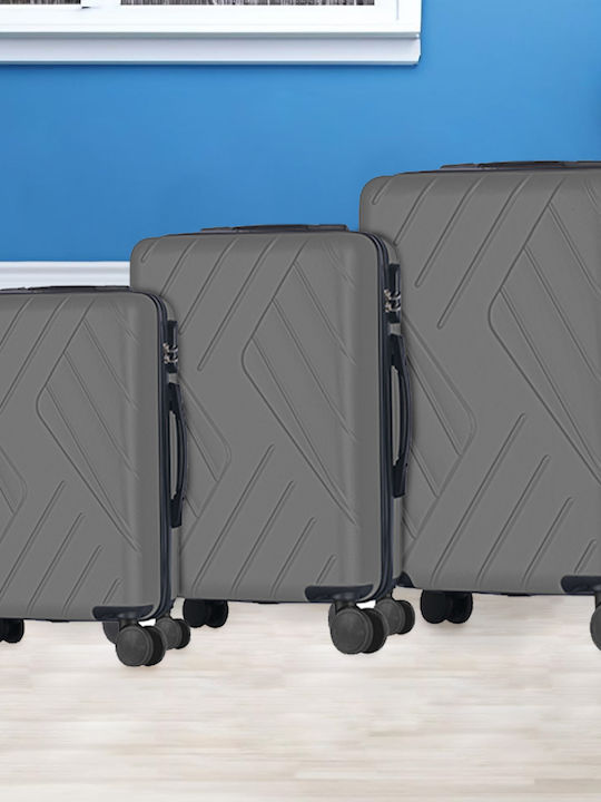 Provitera Travel Suitcases Hard Gray with 4 Wheels Set of 3pcs