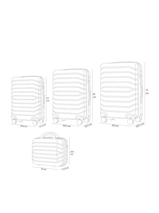 Provitera Travel Suitcases Hard Black with 4 Wheels Set of 4pcs