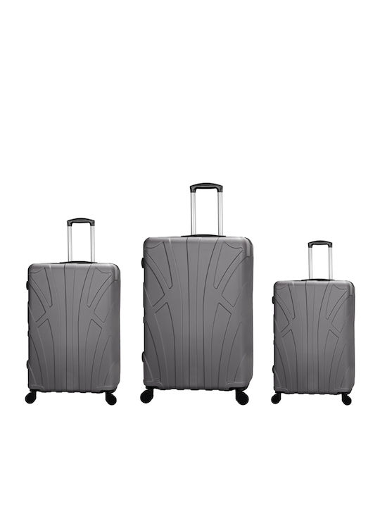 Provitera Travel Suitcases Hard Gray with 4 Wheels Set of 3pcs