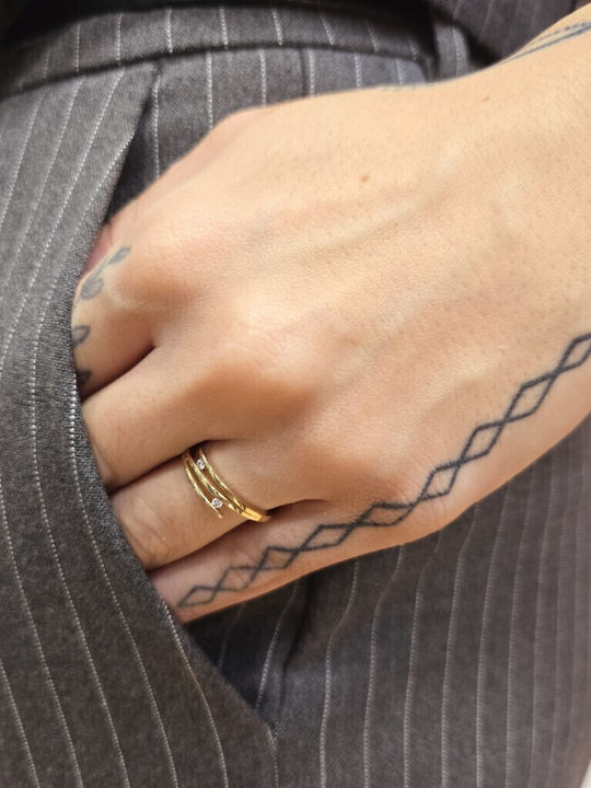Mentzos Ring with Zircon made of Gold 9K