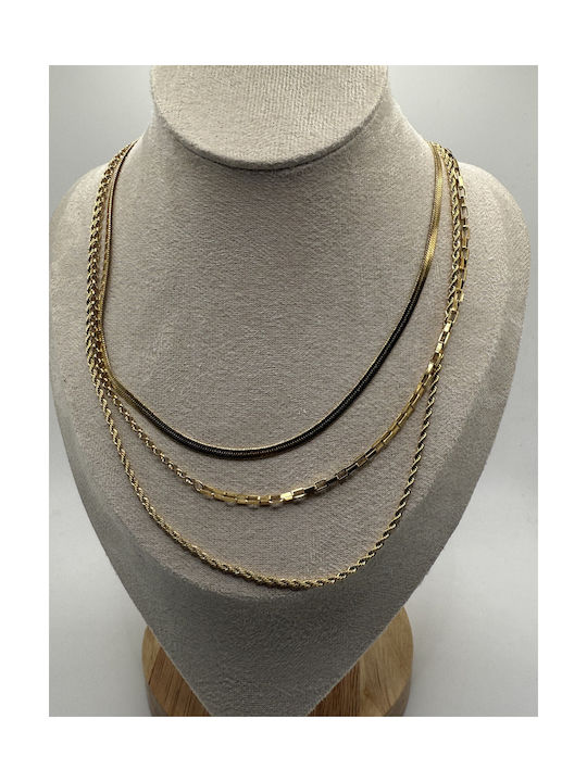 Necklace Triple from Gold Plated Steel