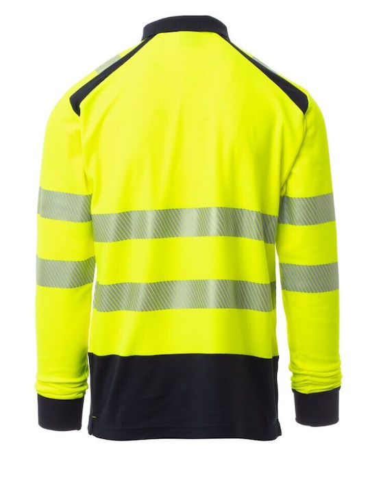 Tricou Polo cu Mâneci Lungi cu Vizibilitate Ridicată pentru Drum de Iarnă Payper Galben-Bleumarin