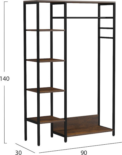 Aranja Eingangsmöbel mit Schuhschrank Black-Melamine Brown 90x30x140cm