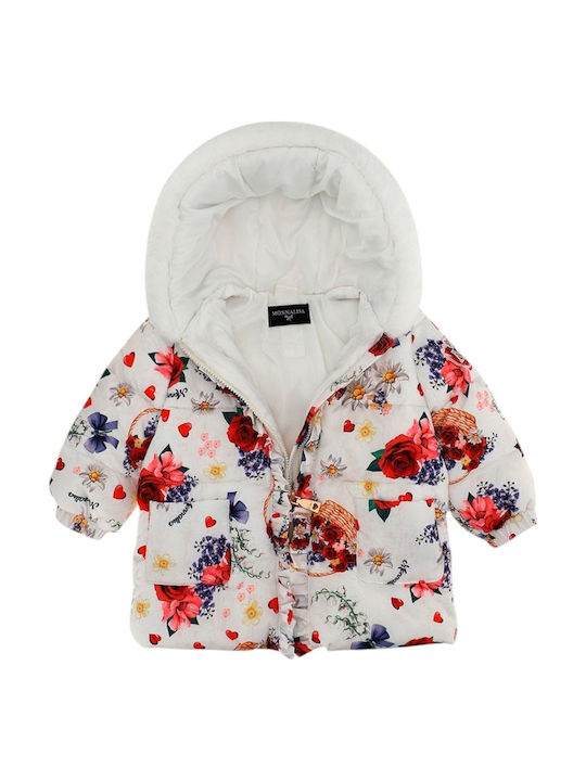 Παιδικό Casual Μπουφάν Κοντό με Κουκούλα Floral