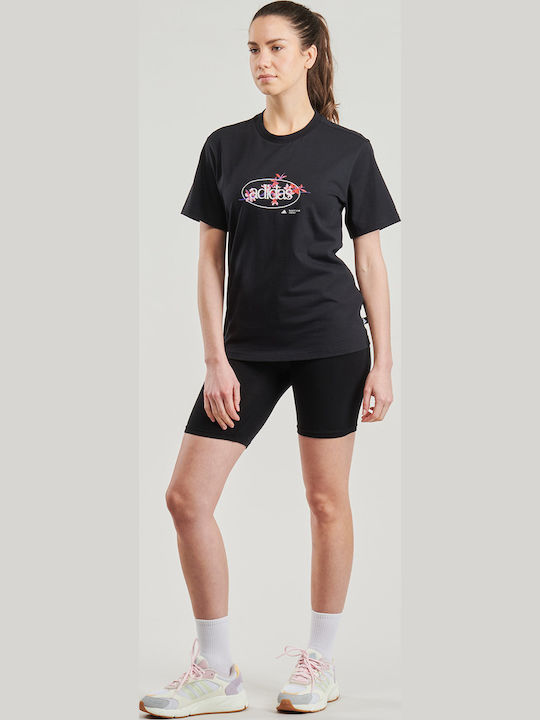 Floral Graphic Women's T-shirt Black