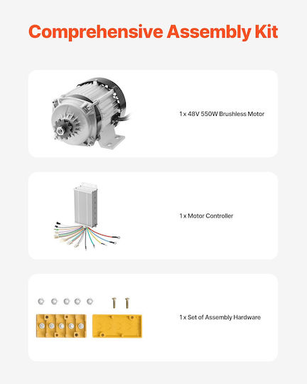 Vevor 500w Electric Brushless Dc Motor Kit 48v 2700rpm Αναβαθμισμένο Χειριστήριο