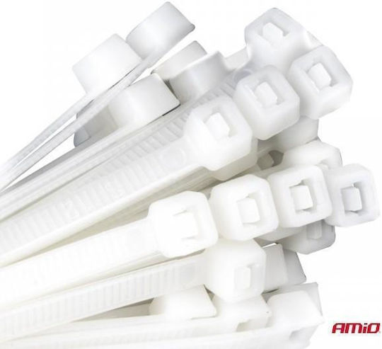 AMiO Cable Ties Plastic 300mm x 4.8mm in White Colour (100 pcs) (04311)