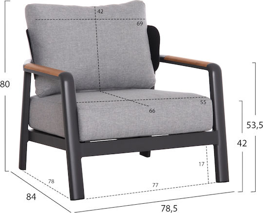 Set Mobilier Exterior Elara 4 Piese Gri Cu Perne